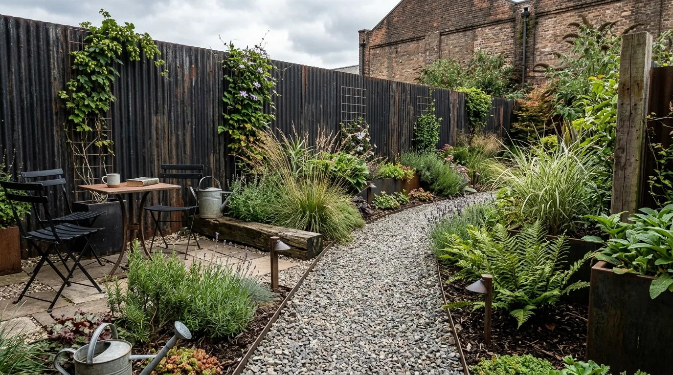 Dark Industrial-Style Corrugated Fence